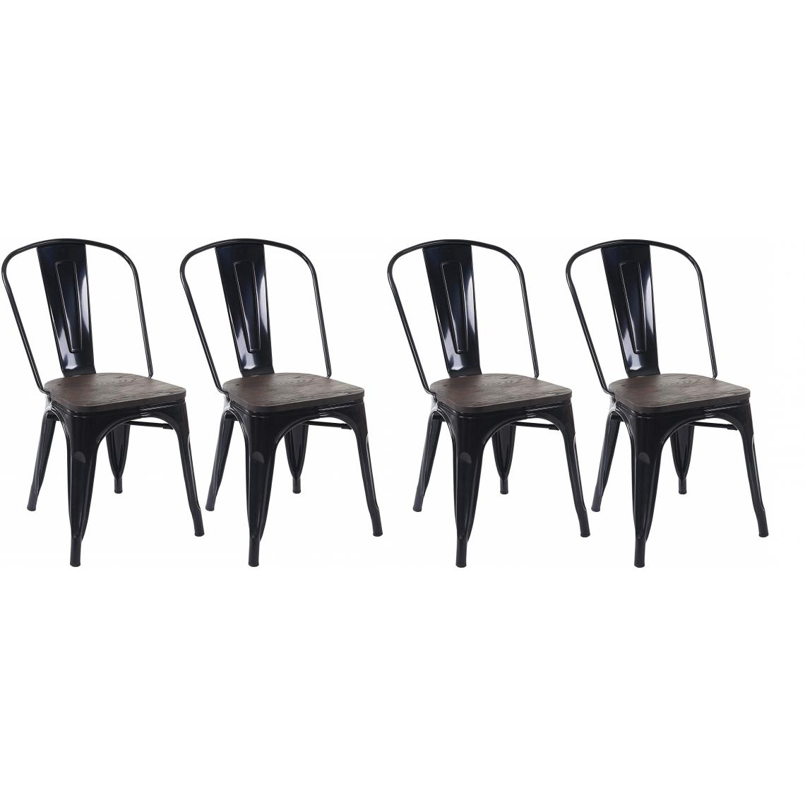 Decoshop26 - 4 chaises de salle à manger style industriel factory métal noir et assise en bois CDS04541 - Chaises
