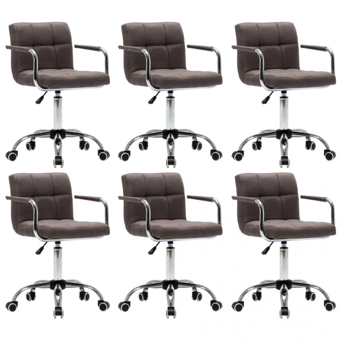Decoshop26 - Lot de 6 chaises de salle à manger cuisine design contemporain tissu taupe CDS022850 - Chaises