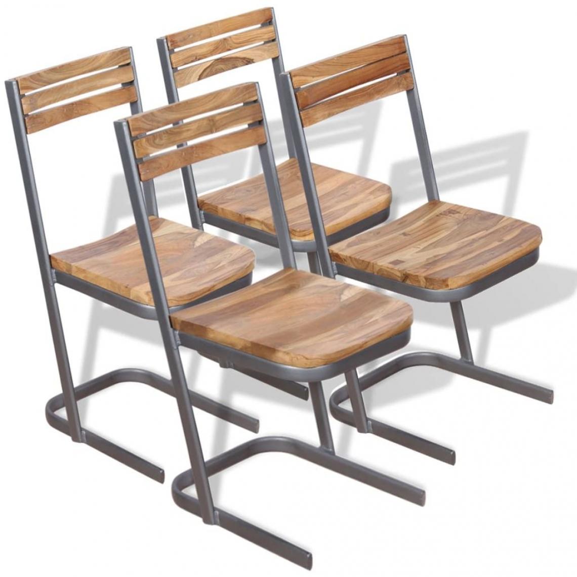 Decoshop26 - Lot de 4 chaises de salle à manger cuisine pièces design moderne bois de teck massif CDS021908 - Chaises