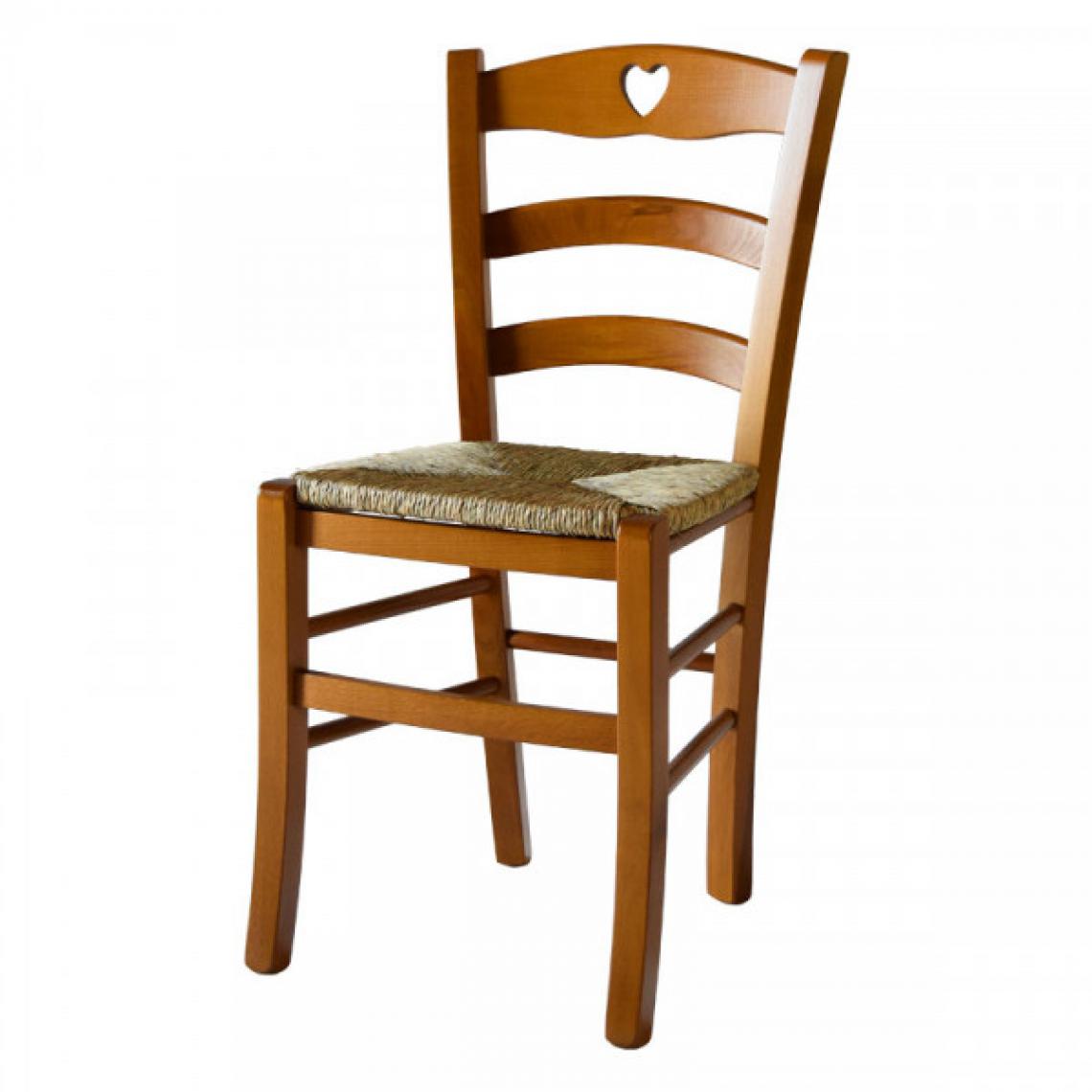 Dansmamaison - Lot de 2 chaises rustiques Chêne/Paille n°2 - PISA - L 45.5 x l 42.5 x H 88 cm - Chaises
