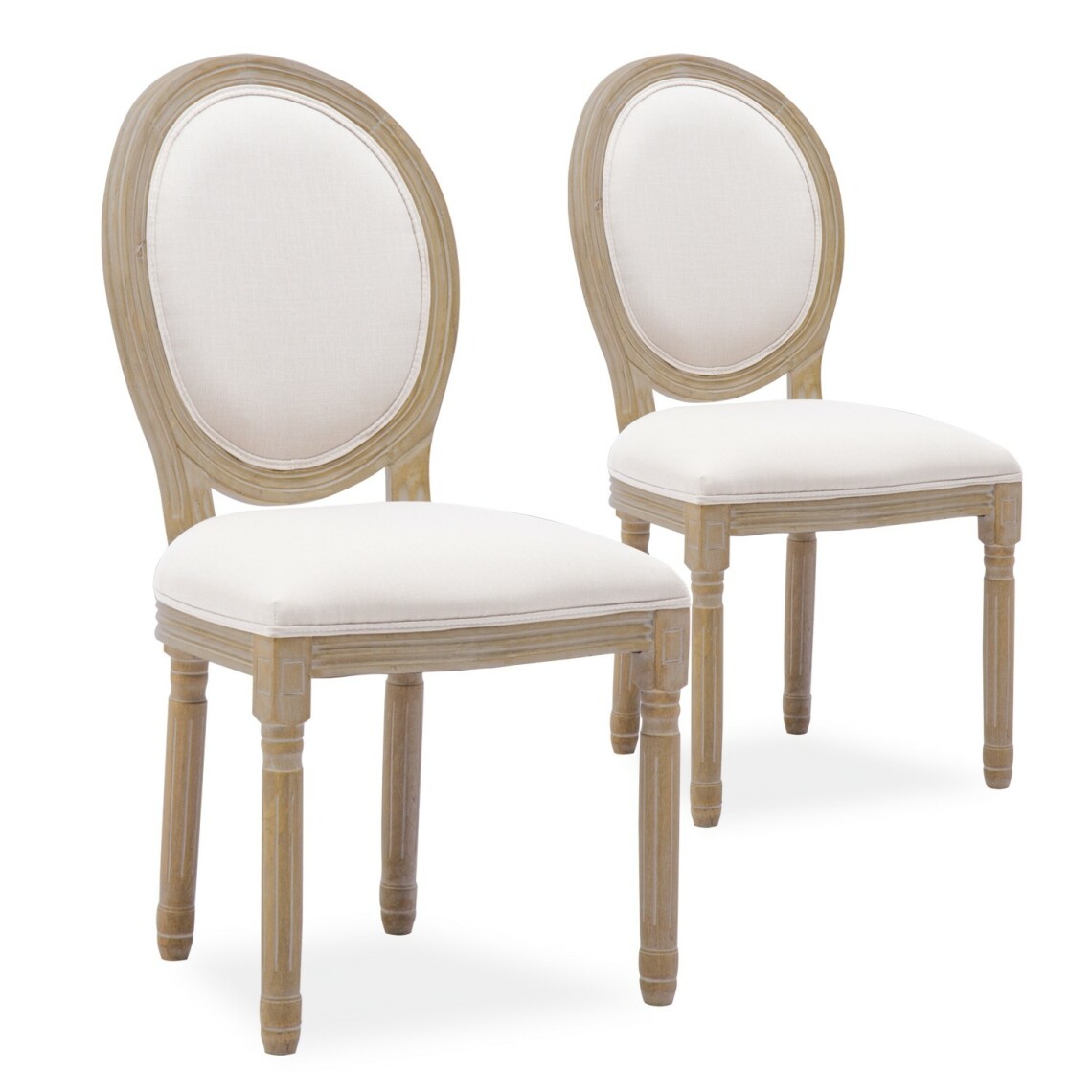 marque generique - Lot de 2 chaises médaillon Louis XVI tissu Beige - Chaises
