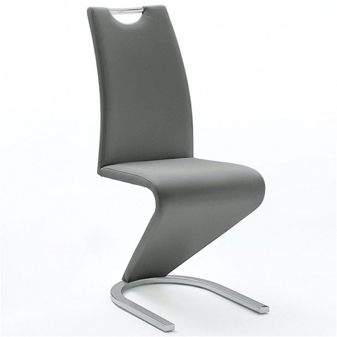 Inside 75 - Lot de 2 chaises ALBI tissu gris avec piètement tube chrome - Chaises