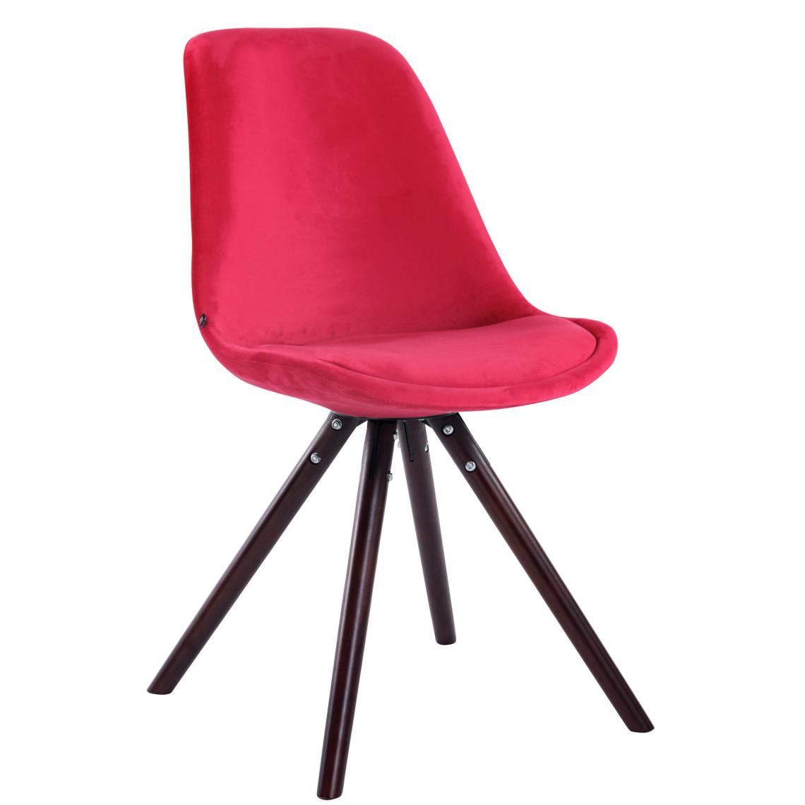 Icaverne - sublime Chaise visiteur reference Katmandou velours rond cappuccino (chêne) couleur rouge - Chaises