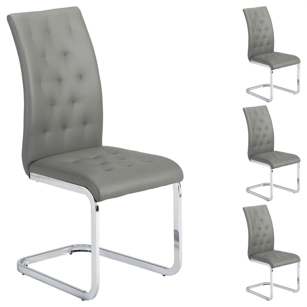 Idimex - Lot de 4 chaises CHLOE, en synthétique gris - Chaises