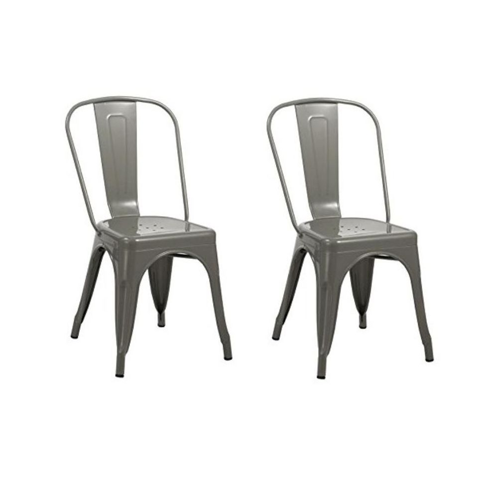 Helloshop26 - 2 chaises de cuisine salon salle à manger design métal gris 1909019 - Chaises