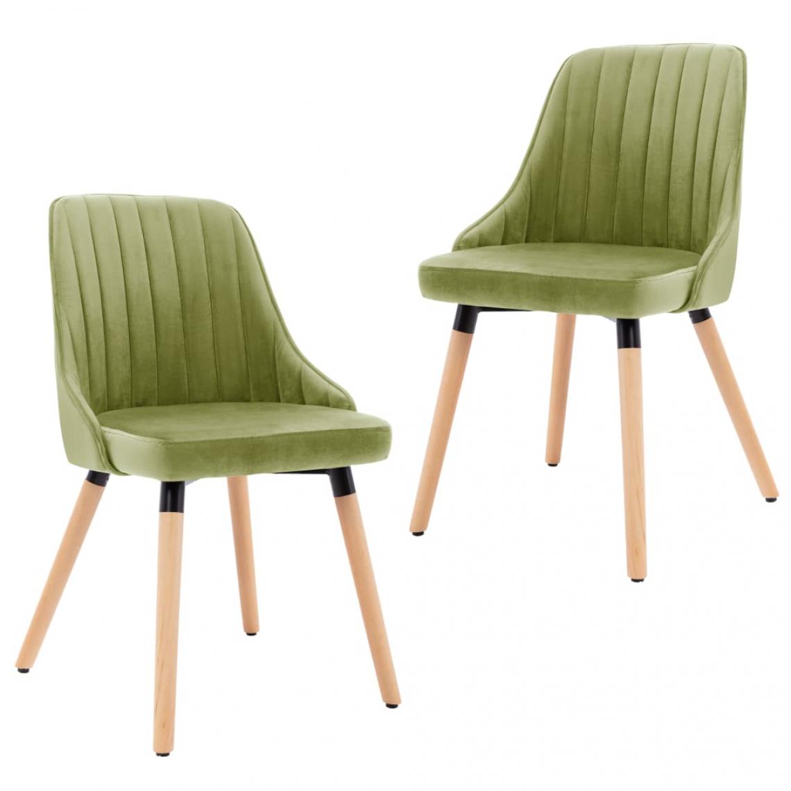 Decoshop26 - Lot de 2 chaises de salle à manger cuisine design moderne velours vert clair CDS021077 - Chaises