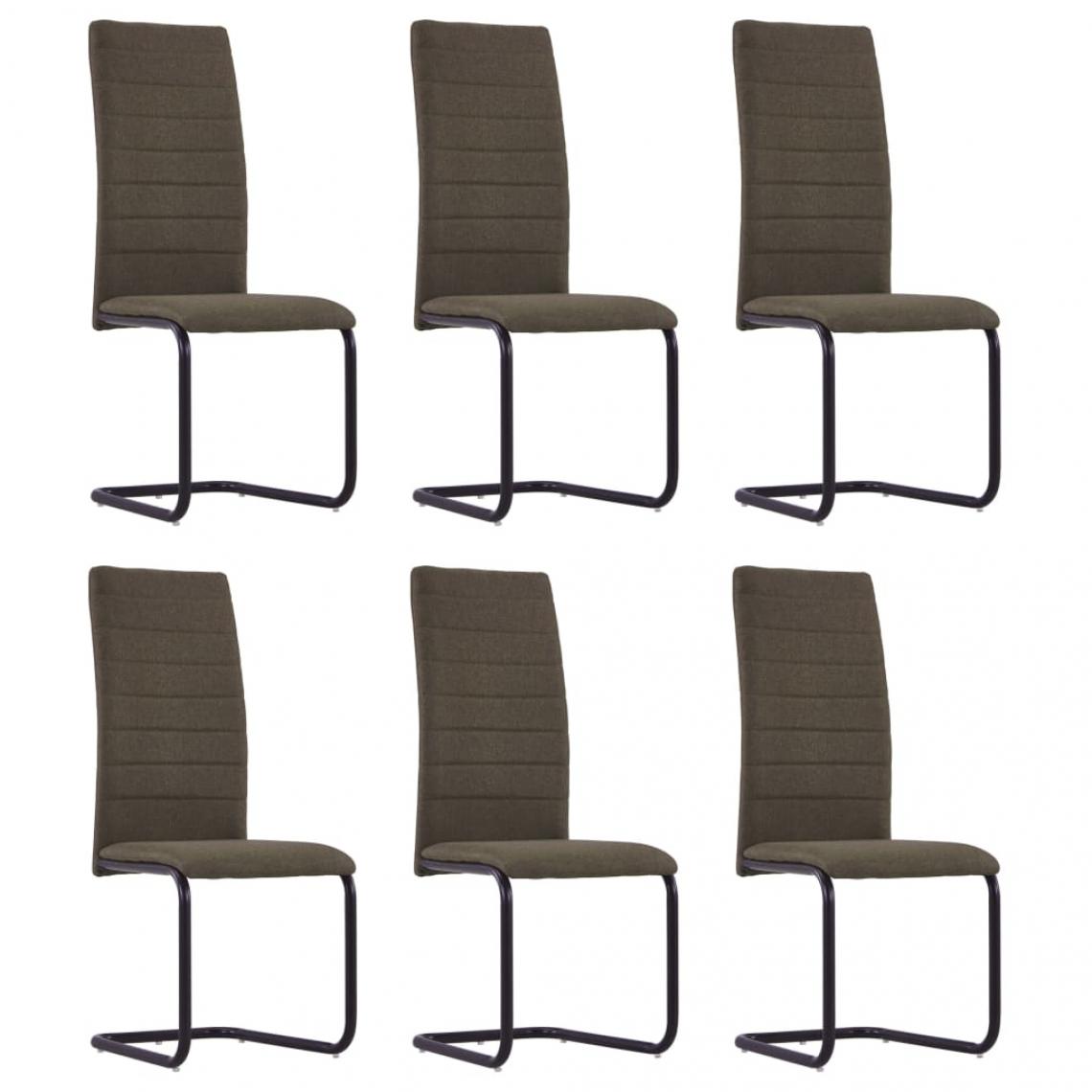 Decoshop26 - Lot de 6 chaises de salle à manger cuisine cantilever design moderne tissu marron CDS022311 - Chaises
