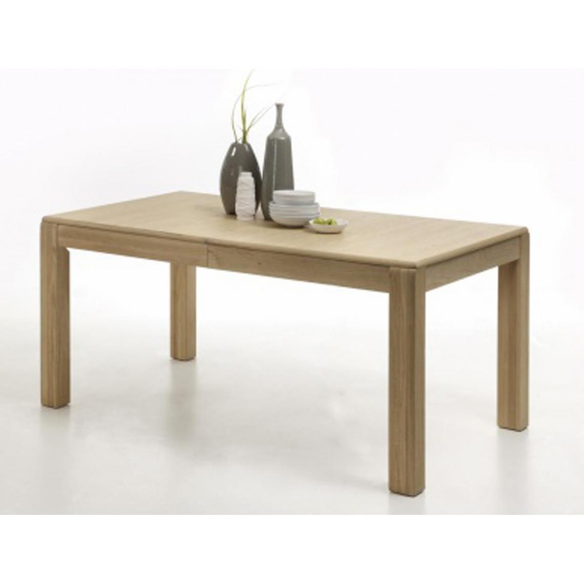 Pegane - Table à manger extensible en chêne bianco huilé - 160 (260) x77x90 cm - Tables à manger
