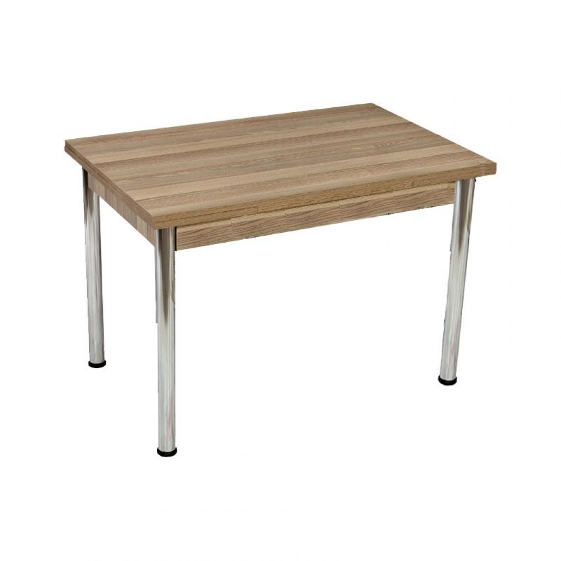 Webmarketpoint - Table en bois lamellé couleur orme pieds acier 70x110xh.76 cm - Tables à manger