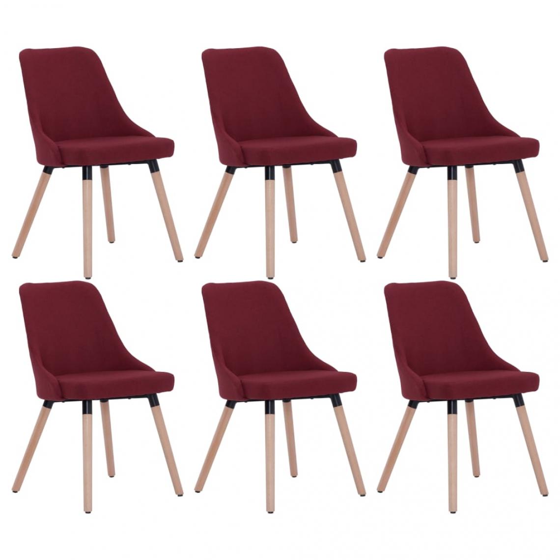 Decoshop26 - Lot de 6 chaises de salle à manger cuisine design moderne tissu rouge bordeaux CDS022809 - Chaises
