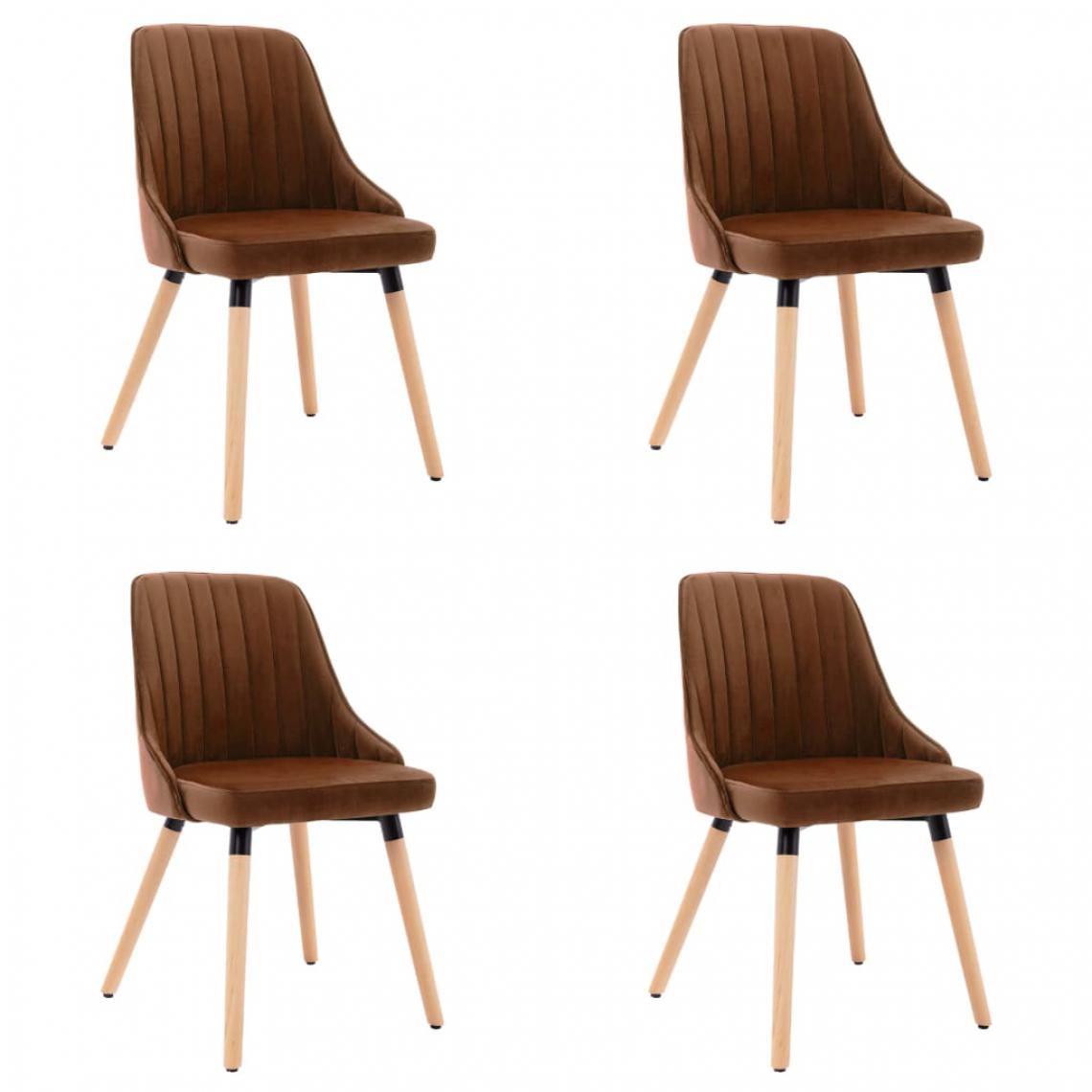 Icaverne - Moderne Fauteuils et chaises categorie Varsovie Chaises de salle à manger 4 pcs Marron Velours - Chaises
