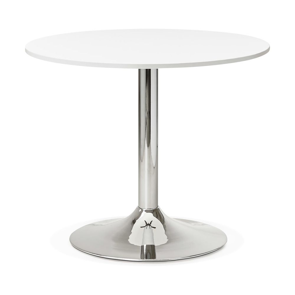 Alterego - Petite table de bureau/à diner ronde 'SAOPOLO' blanche - Ø 90 cm - Tables à manger