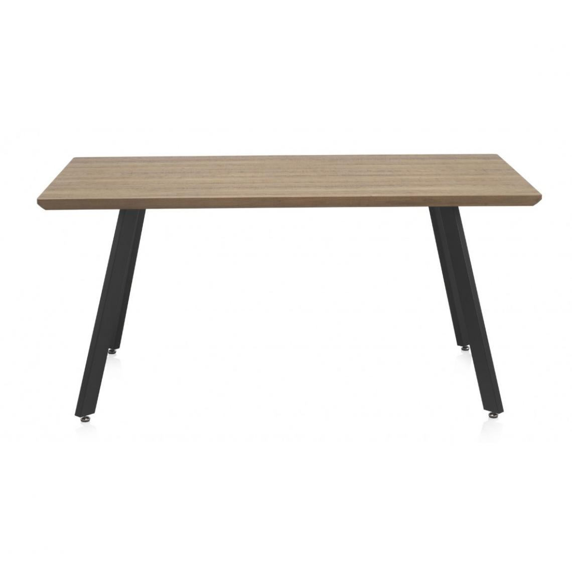 Pegane - Table à manger avec plateau effet bois de frêne naturel et métal coloris noir - Longueur 160 x Hauteur 75 x Largeur 90 cm - Tables à manger