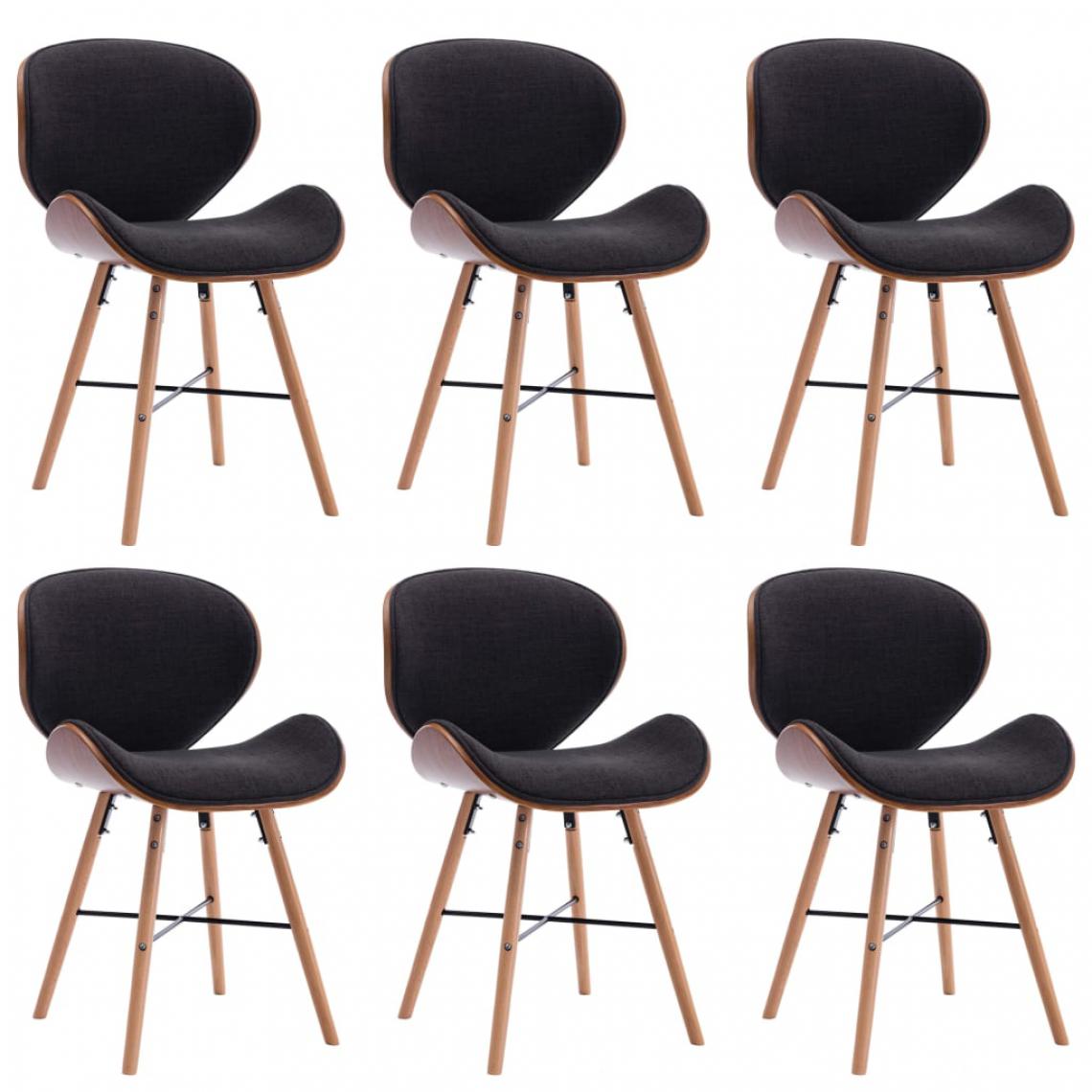Icaverne - sublime Fauteuils et chaises selection Malabo Chaises de salle à manger 6 pcs Gris foncé Tissu et bois courbé - Chaises