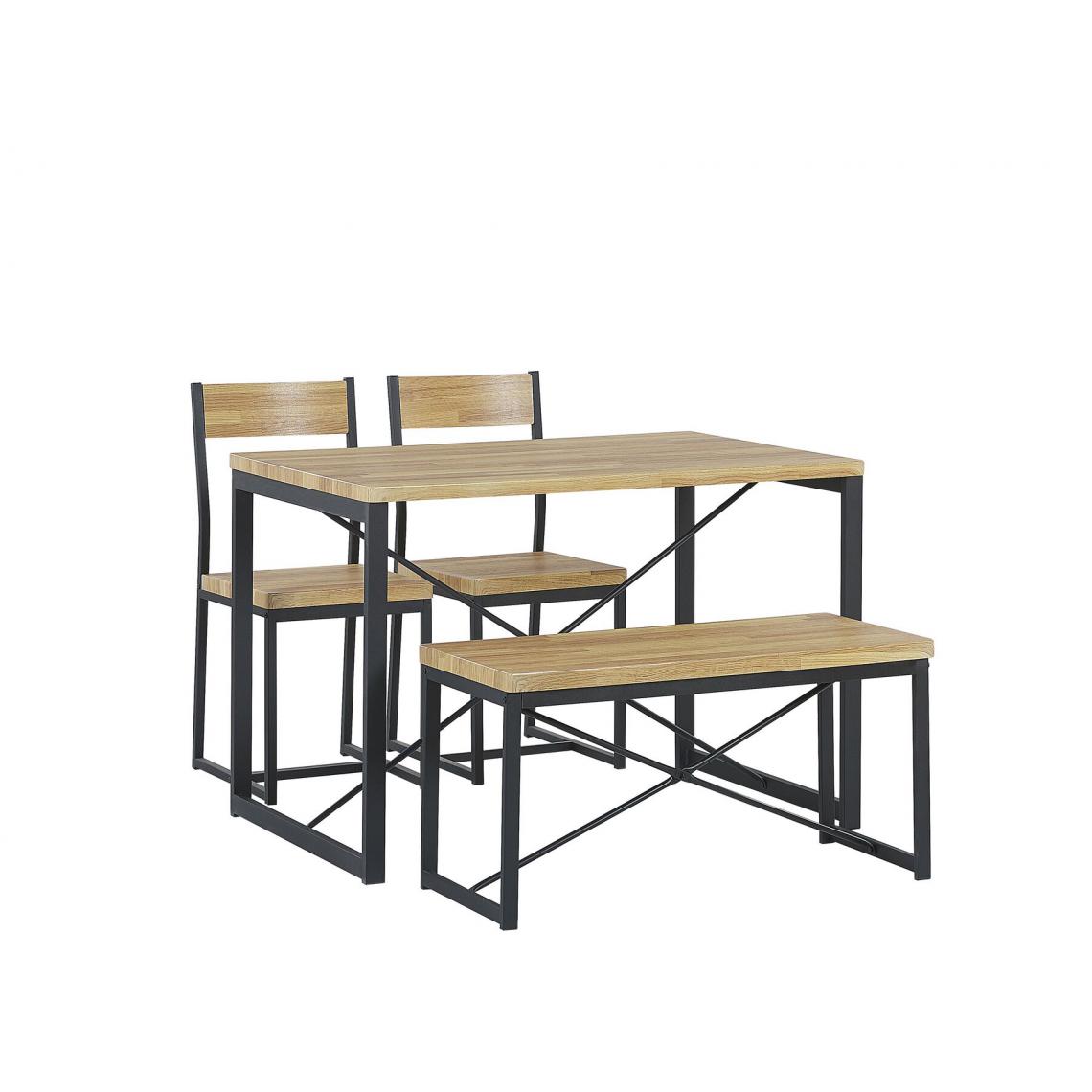 Beliani - Ensemble de salle à manger effet bois clair et noir 4 places FLIXTON - Tables à manger