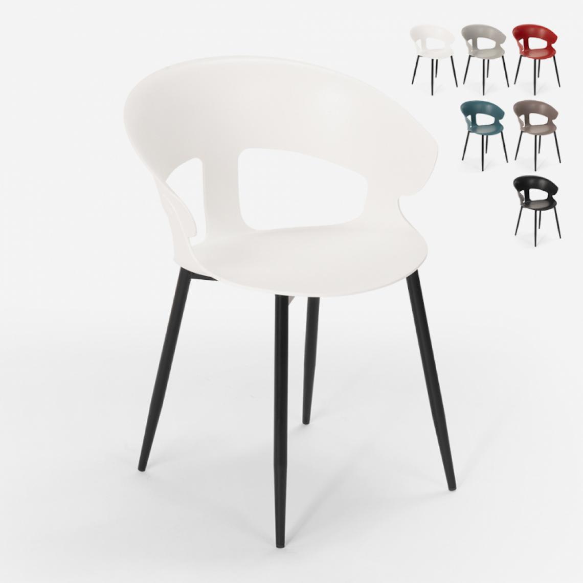Ahd Amazing Home Design - Chaise design moderne en métal polypropylène pour cuisine bar restaurant Evelyn, Couleur: Blanc - Chaises