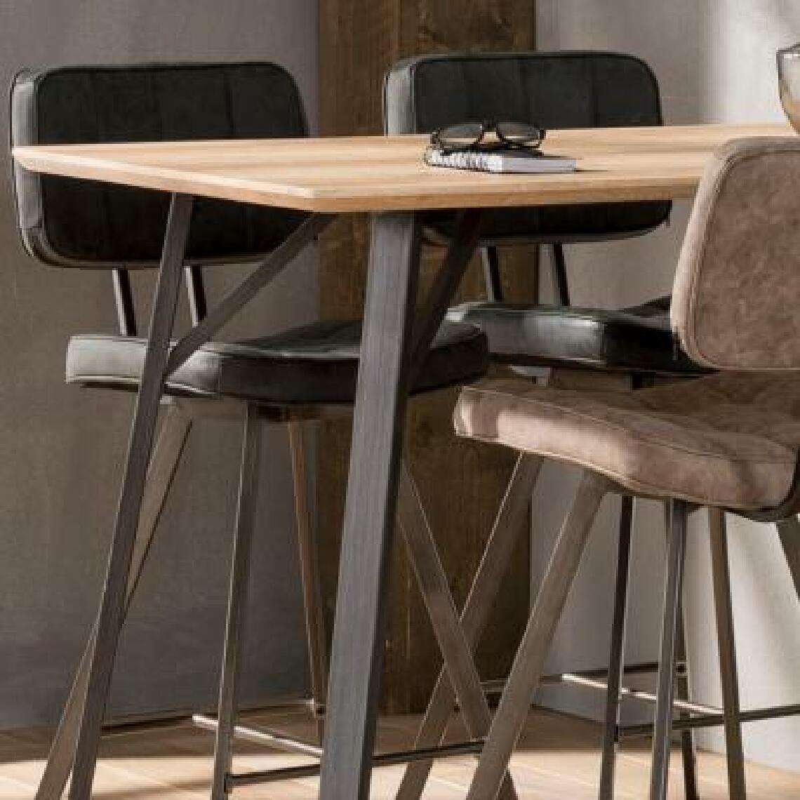 Happymobili - Table haute couleur bois et acier MANCHESTER - Tables à manger