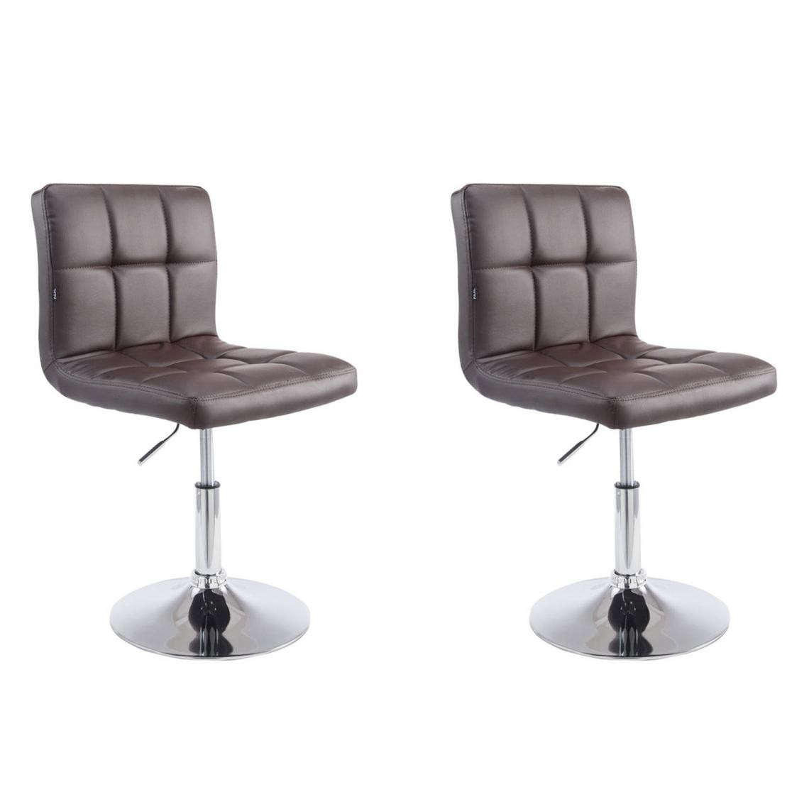 Decoshop26 - Lot de 2 chaises de salle à manger style moderne et design en similicuir marron hauteur réglable pivotant pieds en métal 10_CDS10088 - Chaises