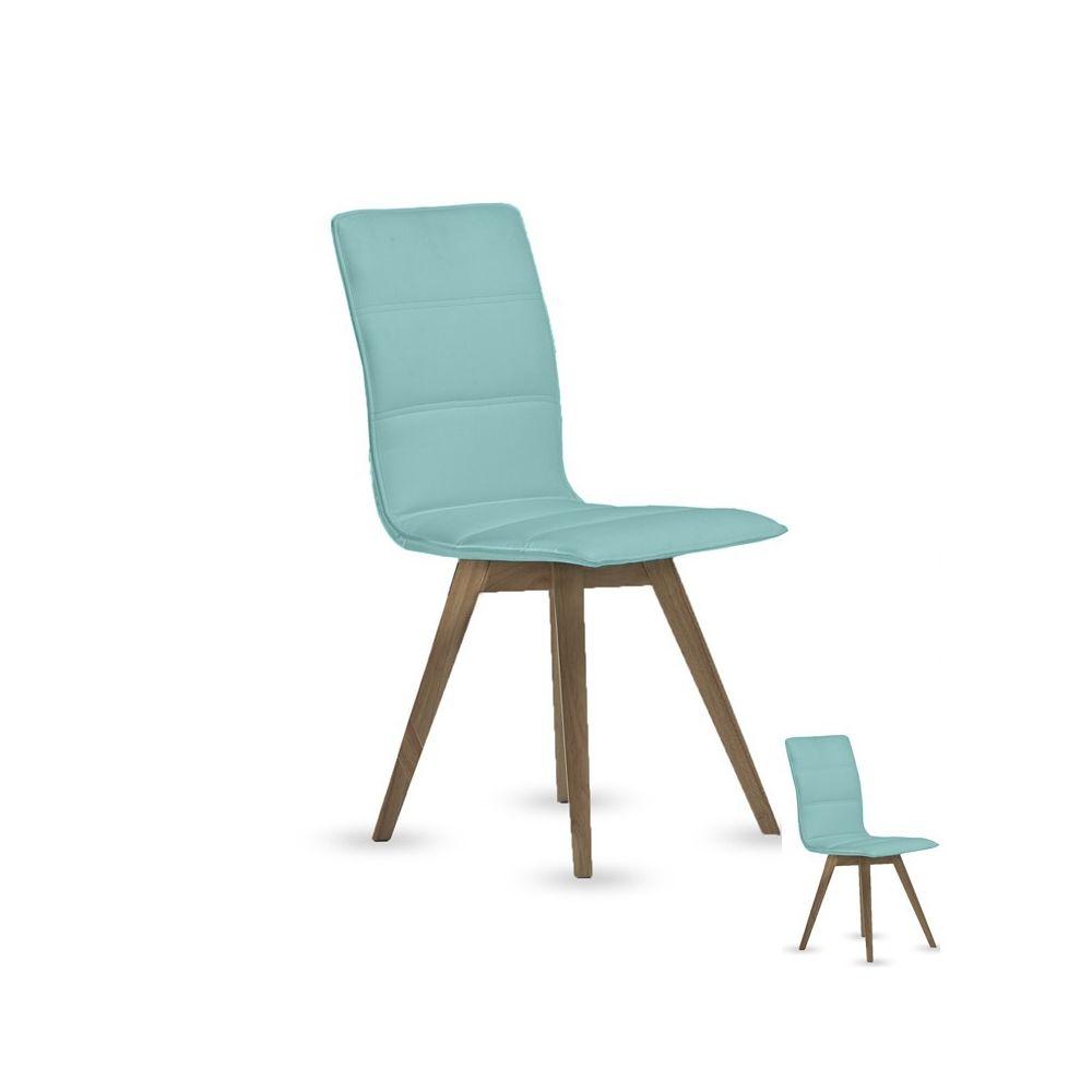 Tousmesmeubles - Duo de chaises simili cuir Turquoise - KANO - Chaises