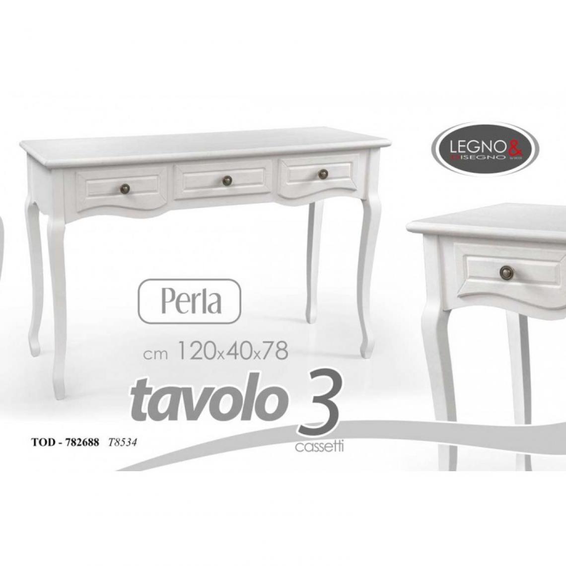 Webmarketpoint - Élégante table shabby blanche 120x40x78h trois tiroirs - Tables à manger