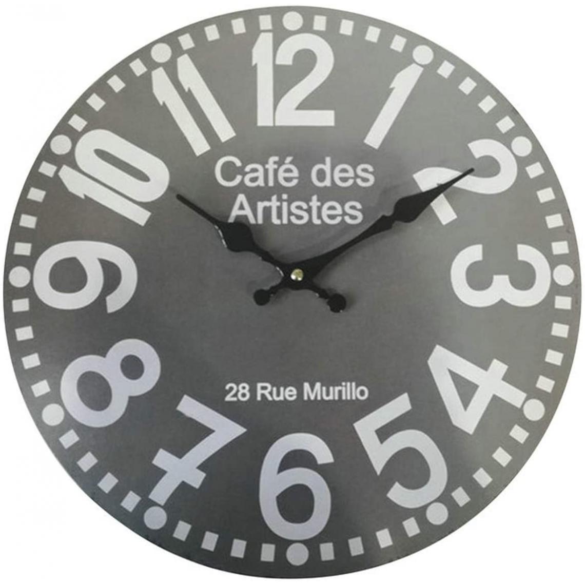 Mobili Rebecca - Horloge Murale Horloges Modernes Gris Rond Mdf Hall 33,8x33,8x4 - Horloges, pendules