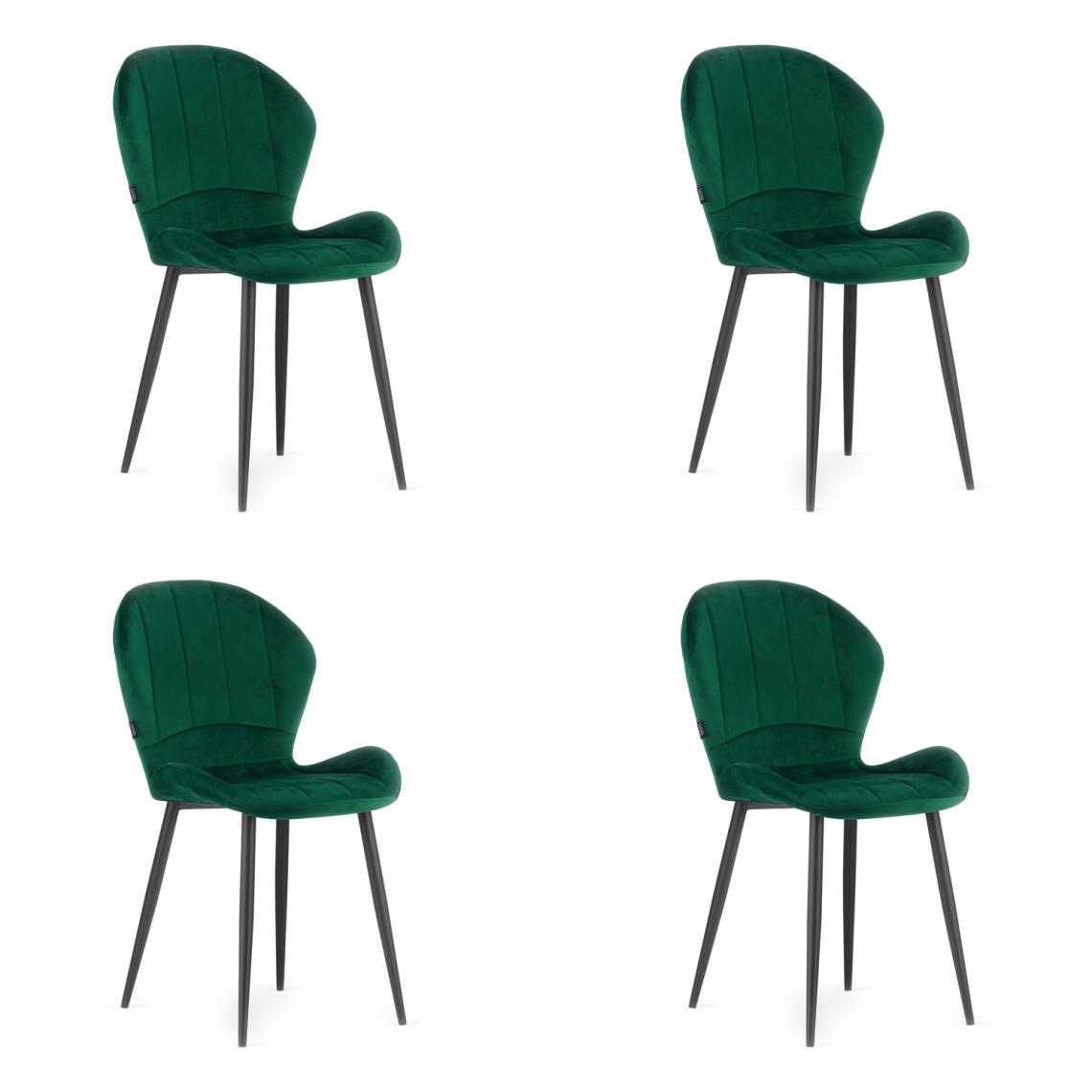 Hucoco - TERRI - Lot de 4 chaises style moderne salon - 86x62x50.5 cm - Chaise de salle à manger - Vert - Chaises