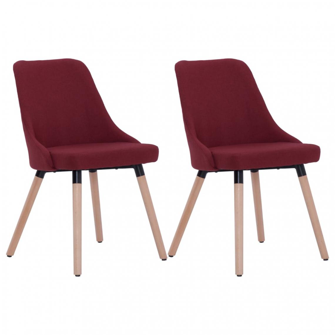 Icaverne - Icaverne - Chaises de cuisine collection Chaises de salle à manger 2 pcs Rouge bordeaux Tissu - Chaises
