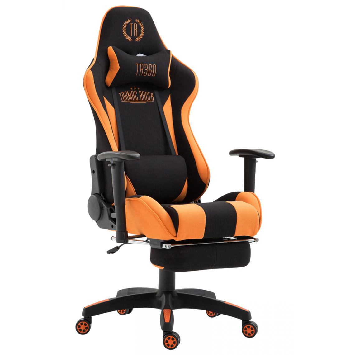 Icaverne - Chic Chaise de bureau edition Palikir en tissu avec repose-pieds couleur noir / orange - Chaises