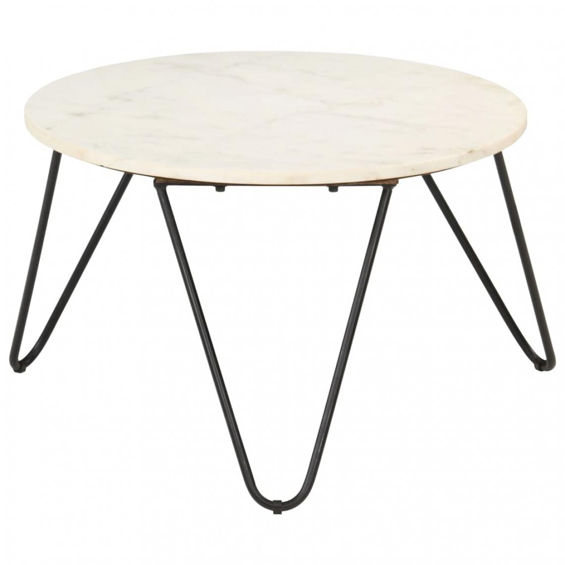 Vidaxl - vidaXL Table basse Blanc 65x65x42 cm Pierre véritable texture marbre - Tables à manger