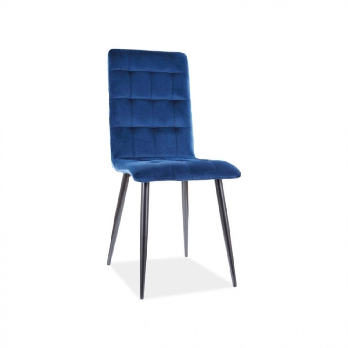 Ac-Deco - Chaise en velours - Otto - L 44 x P 39 x H 94 - Bleu - Chaises