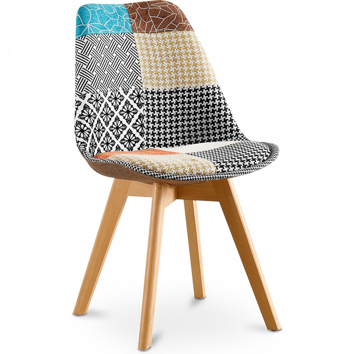 Iconik Interior - Chaise à manger Deswick design scandi rétro - multicolore premium - Patchwork Patty - Chaises