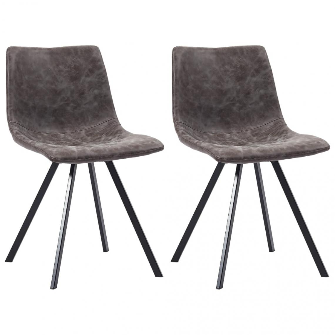 Decoshop26 - Lot de 2 chaises de salle à manger cuisine design moderne similicuir marron CDS020721 - Chaises