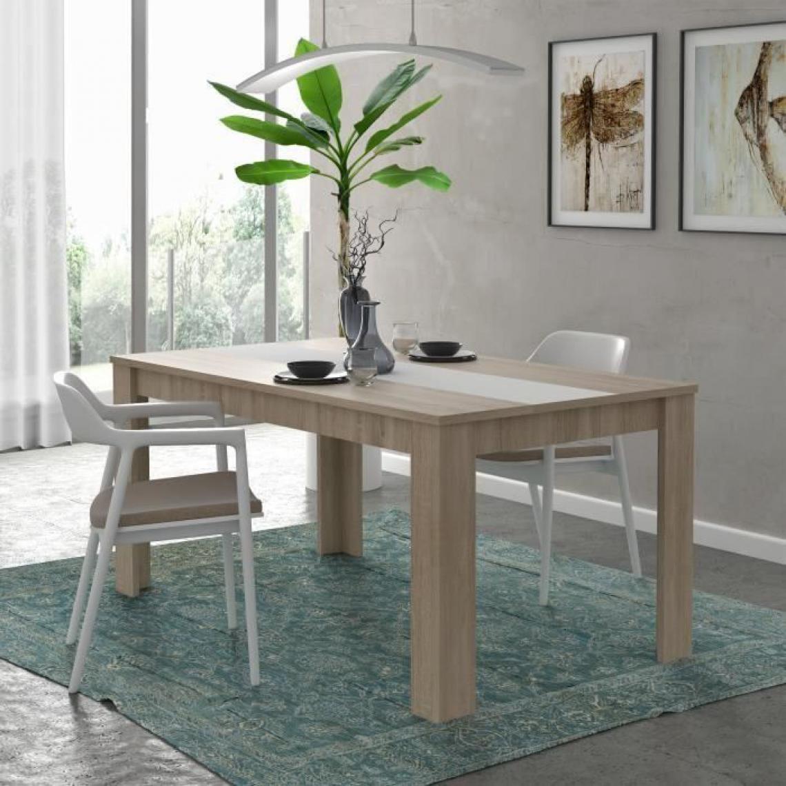 Finlandek - FINLANDEK Table a manger ELAMA de 6 a 8 personnes style contemporain en bois agglomere decor chene et blanc mat - L 160 x l 90 c - Tables à manger
