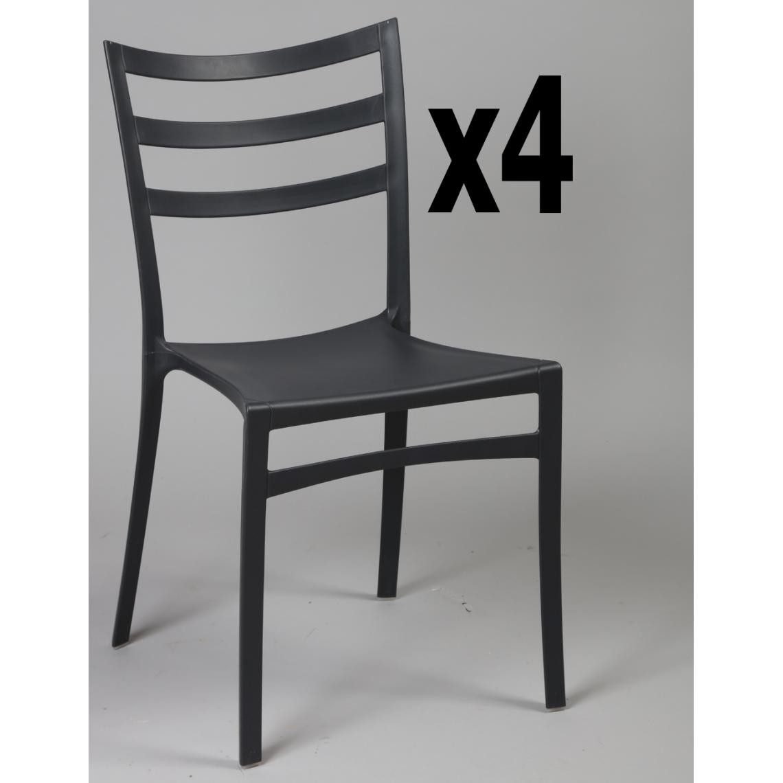 Pegane - Lot de 4 chaises en polypropylène de couleur noire, Ht860 x Ht Ass460 x L510 x l470 mm - Chaises