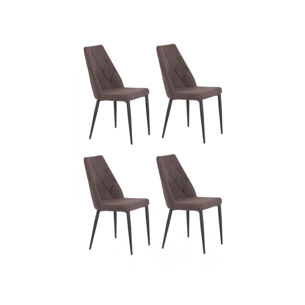 Meubletmoi - Lot de 4 chaises tissu marron capitonné et pieds métal - RITA - Chaises