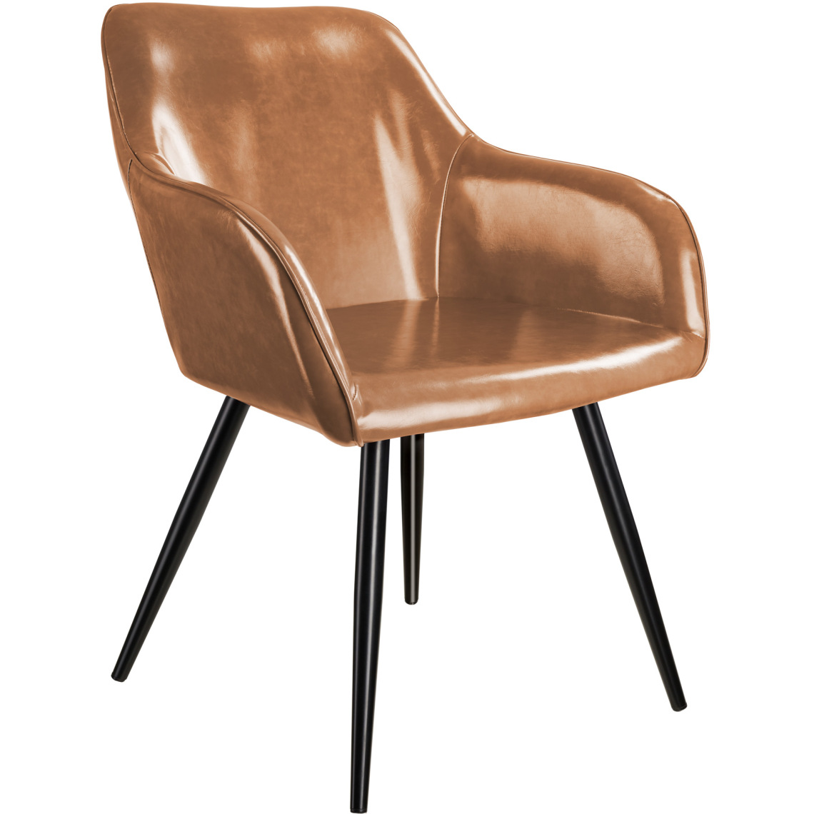 Tectake - Chaise Marilyn en cuir synthétique - brun-noir - Chaises