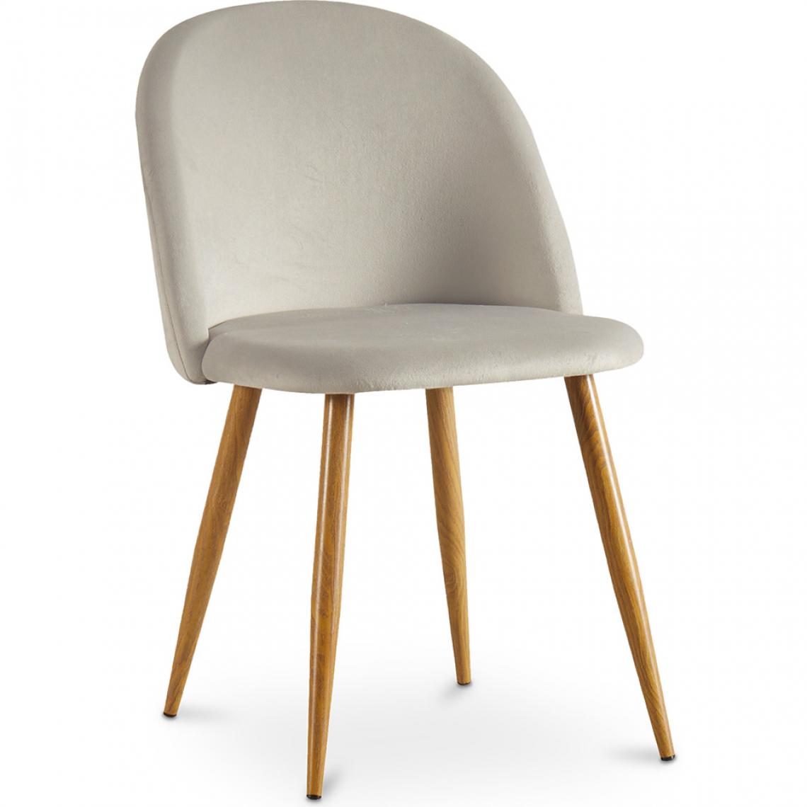 Iconik Interior - Chaise à manger accent velours tapissée scandi retro design pieds en bois - Evelyne - Chaises