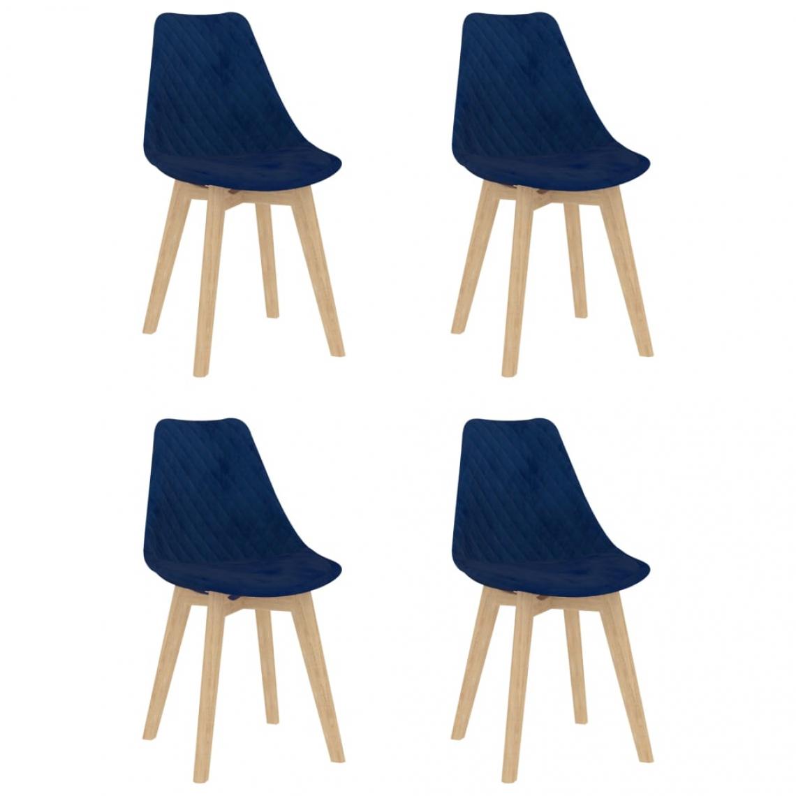 Decoshop26 - Lot de 4 chaises de salle à manger cuisine design moderne velours bleu CDS021308 - Chaises