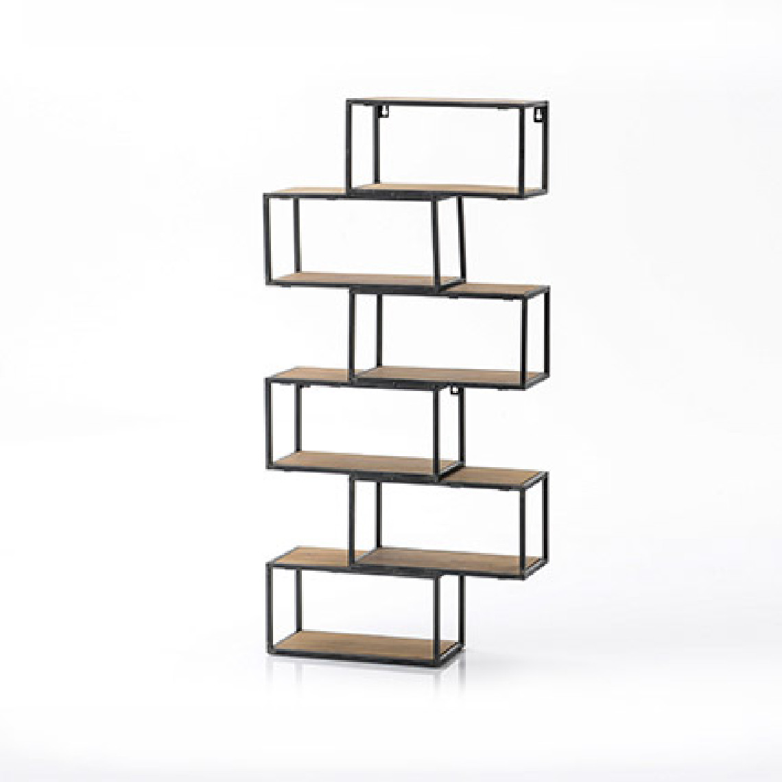 HELLIN - Etagère multi-niveaux 75x25x150,5 cm en bois et métal - Rangements placards et tiroirs