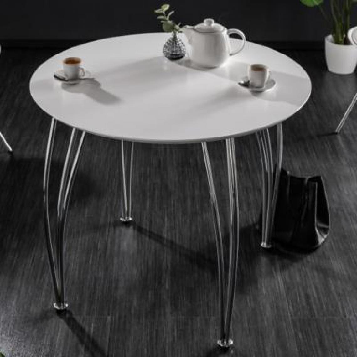 Nouvomeuble - Petite table ronde blanche design ARRENDI - Tables à manger