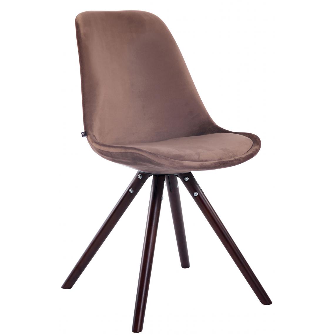 Icaverne - Superbe Chaise visiteur ronde en velours famille Katmandou cappuccino couleur marron - Chaises