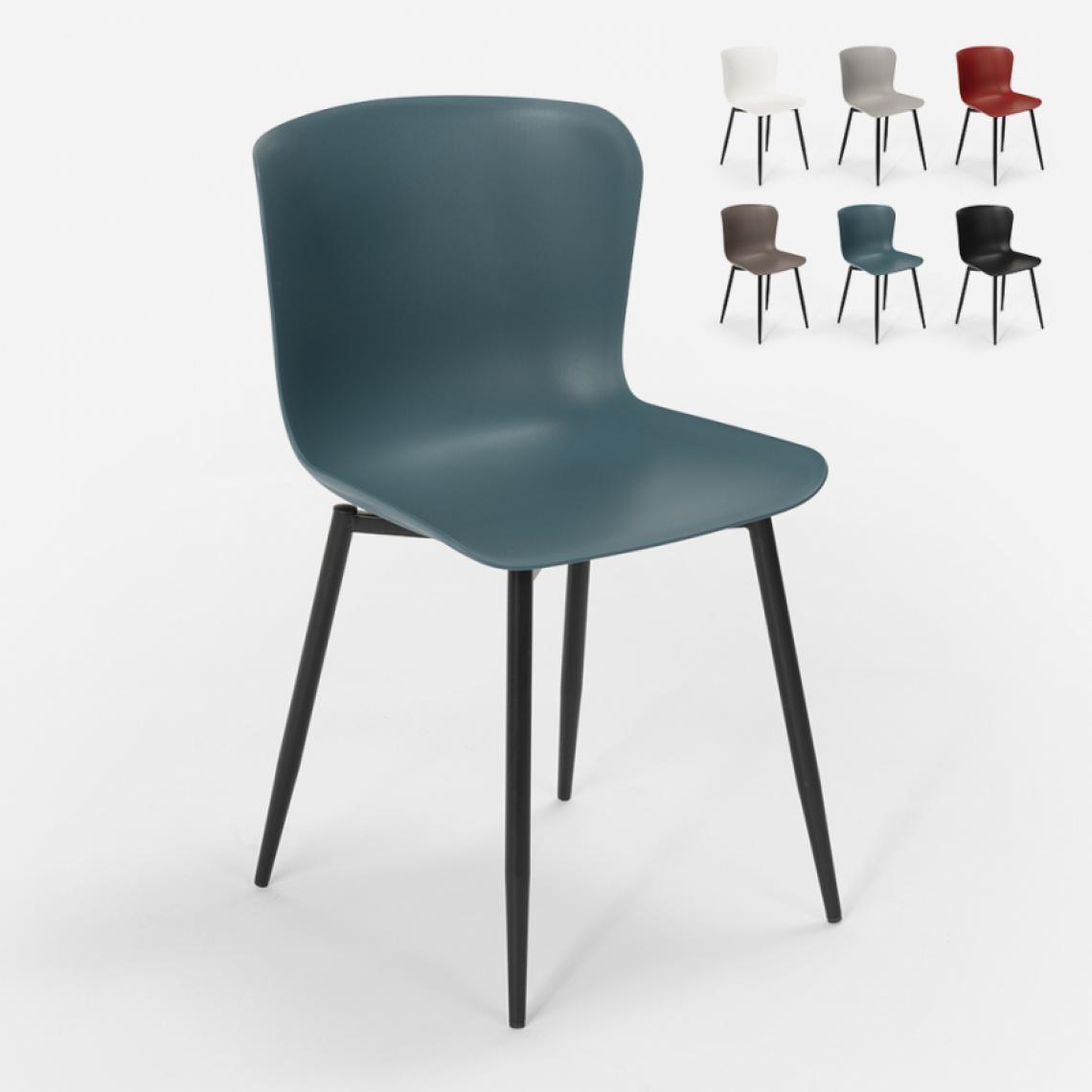 Ahd Amazing Home Design - Chaise design moderne en polypropylène et métal pour cuisine bar restaurant Chloe, Couleur: Bleu - Chaises