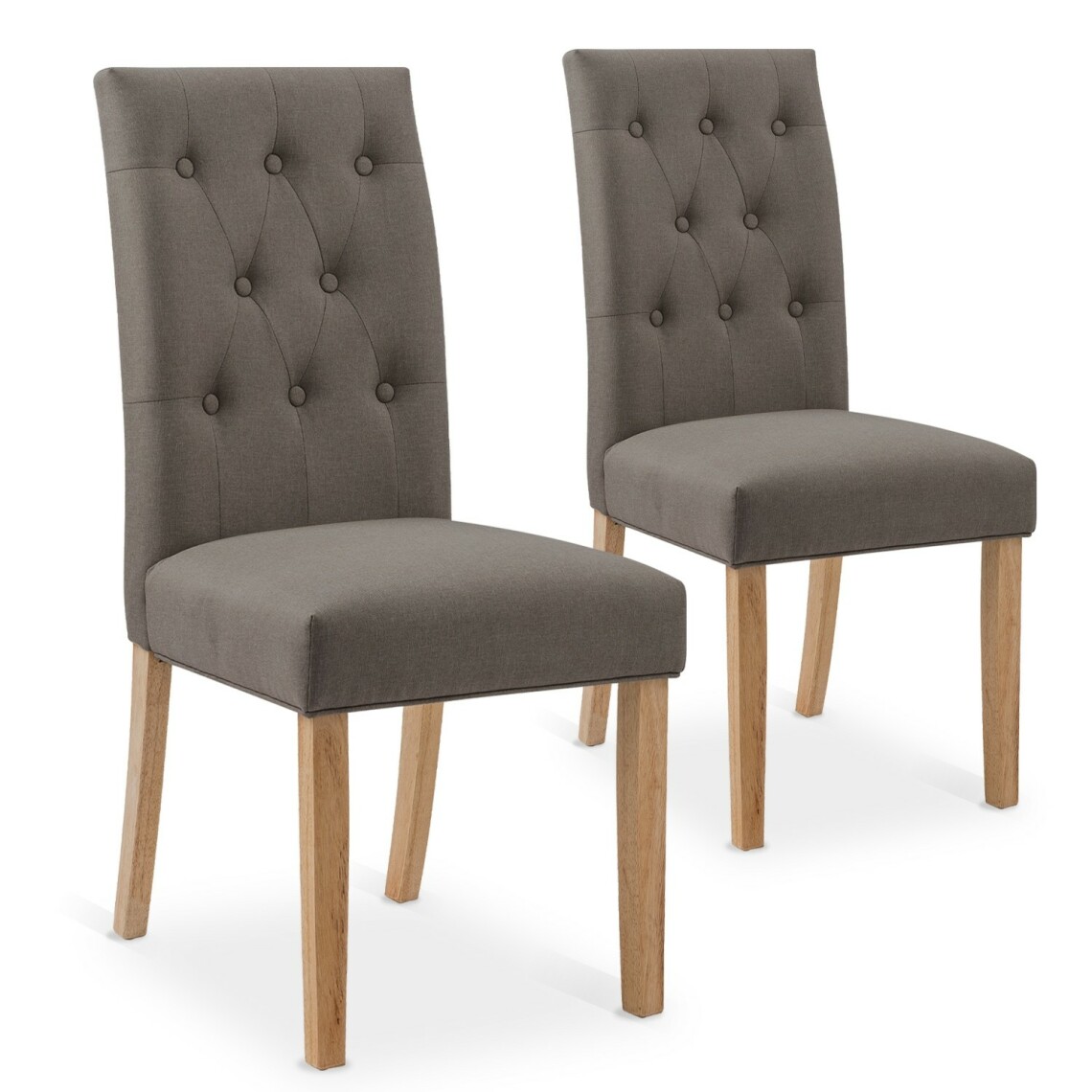 marque generique - Lot de 2 chaises capitonnées Gaya tissu taupe - Chaises