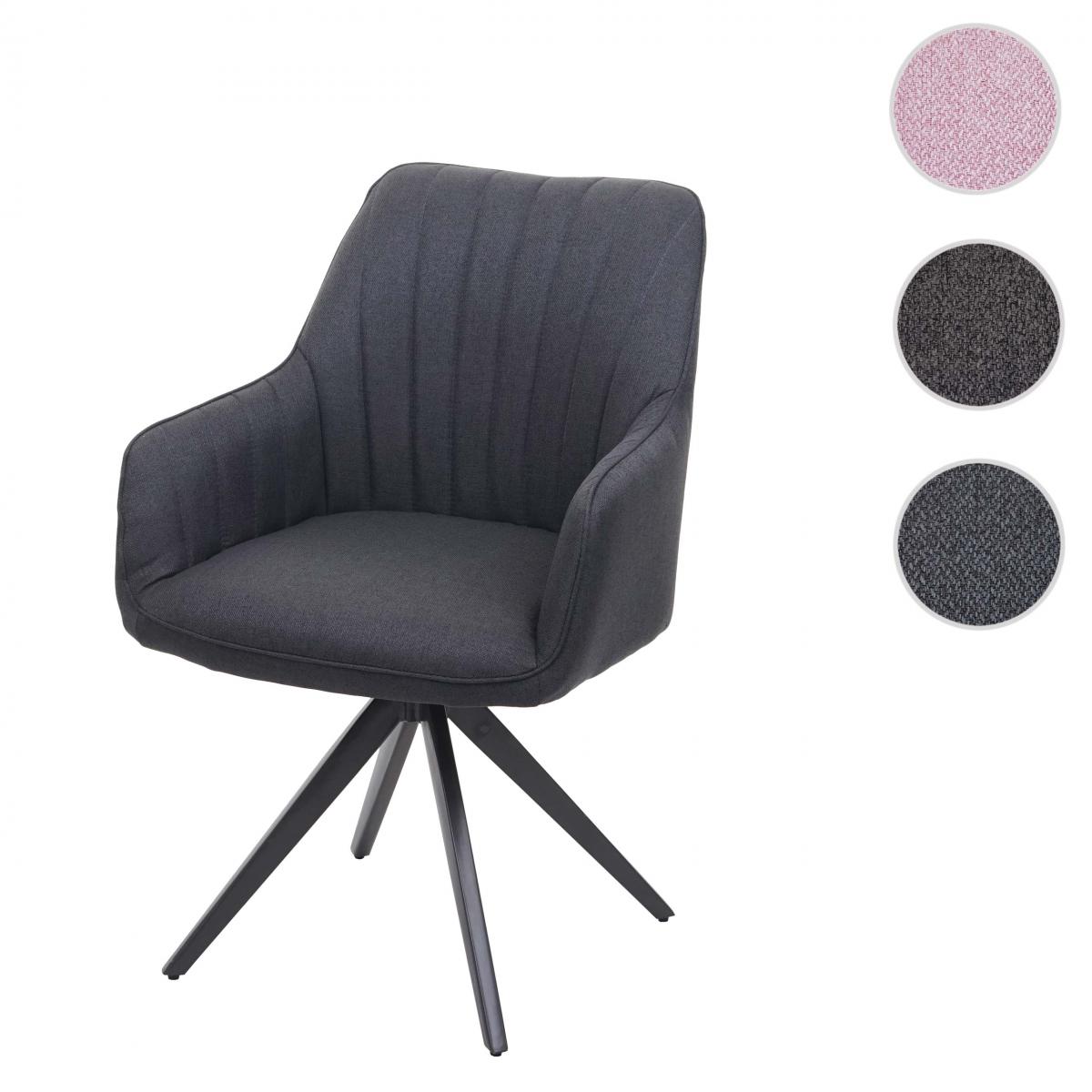 Mendler - Chaise de salle à manger HWC-H73, fauteuil, chaise de cuisine, avec accoudoirs,acier rétro, tissu ~ gris foncé - Chaises
