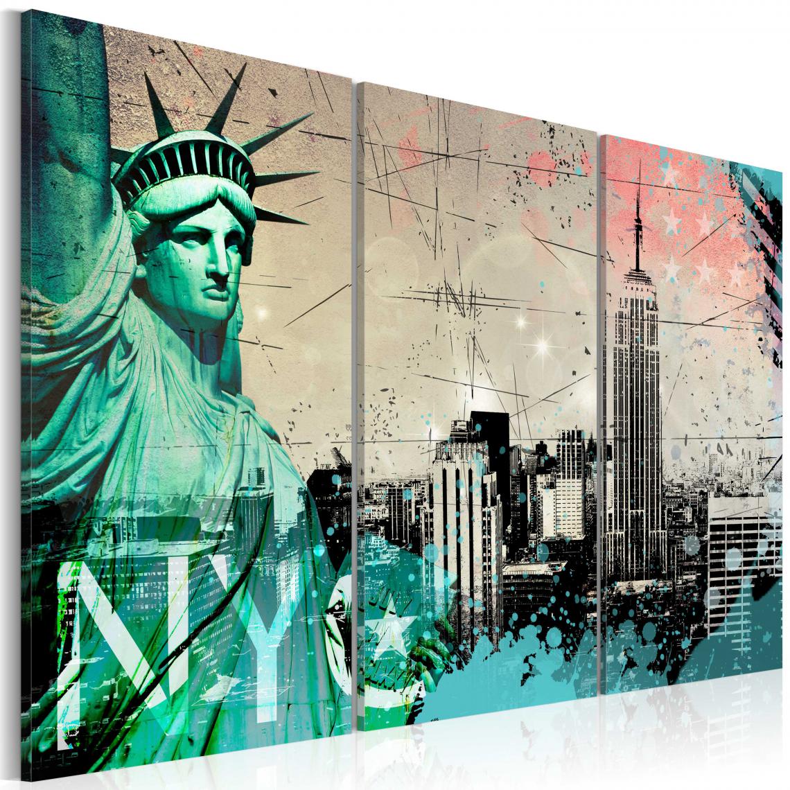 Decoshop26 - Tableau toile de décoration motif NYC collage 90x60cm DEC110348/2 - Tableaux, peintures