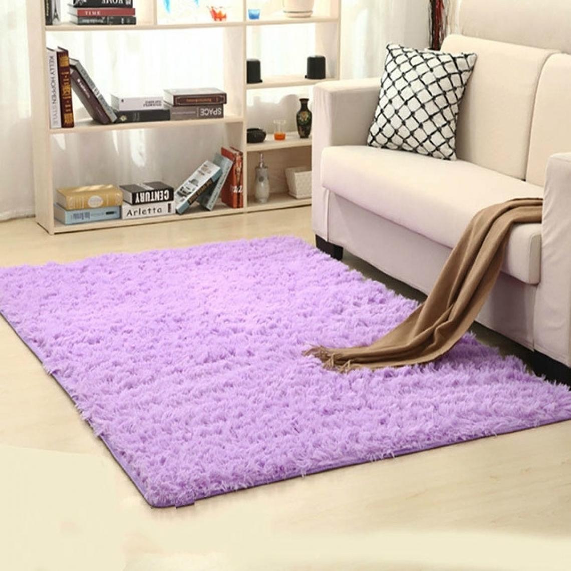 Wewoo - Tapis shaggy pour salon de plancher en peluche chauds la maisontapis de chambre fausse fourrure d'enfanttaille 160x200cm violet - Tapis