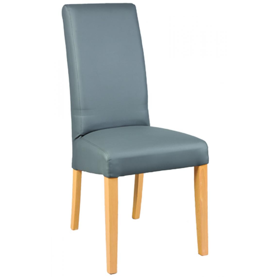 Pegane - Lot de 2 chaises en hêtre et Polyuréthane coloris gris - Dim : L 47 x P 52 x Ht 97 x Ht Ass 48 cm - Chaises