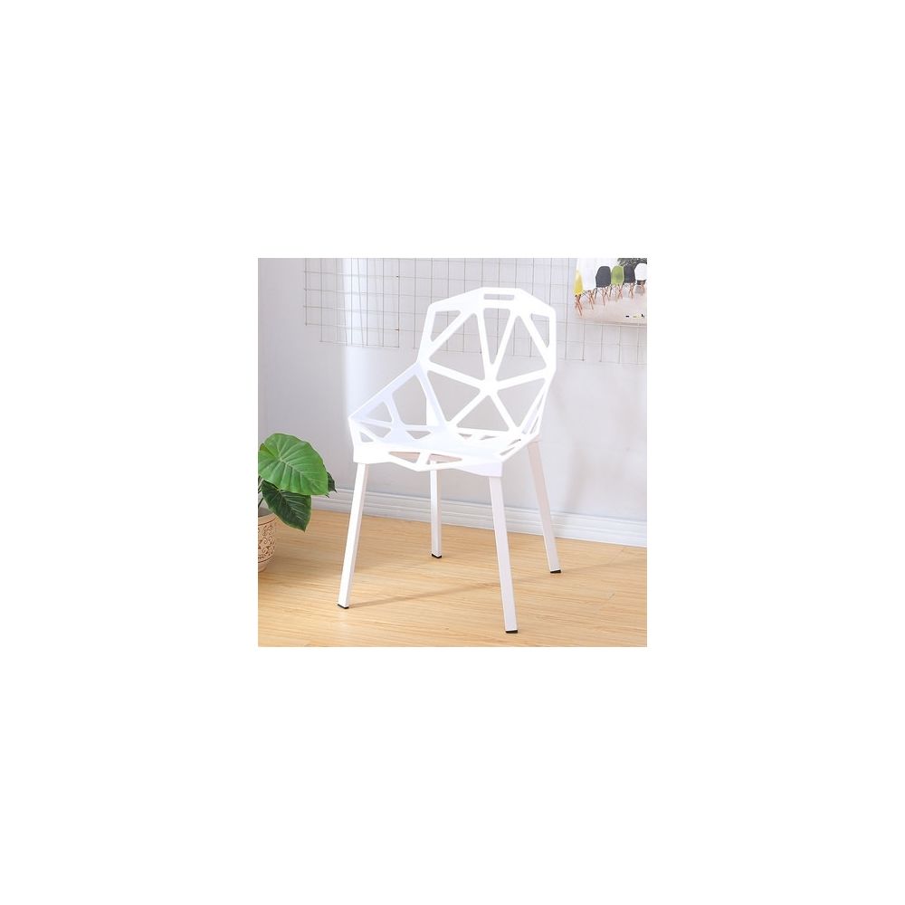 Wewoo - 2 PCS mode simple chaise en plastique moderne dossier ajouré de salle à manger blanc - Chaises