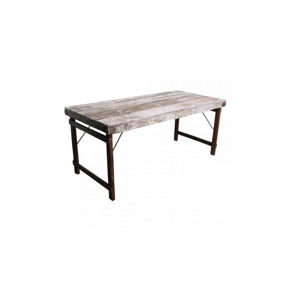 Mathi Design - VINTAGE- Table pliante bois blanc - Tables à manger