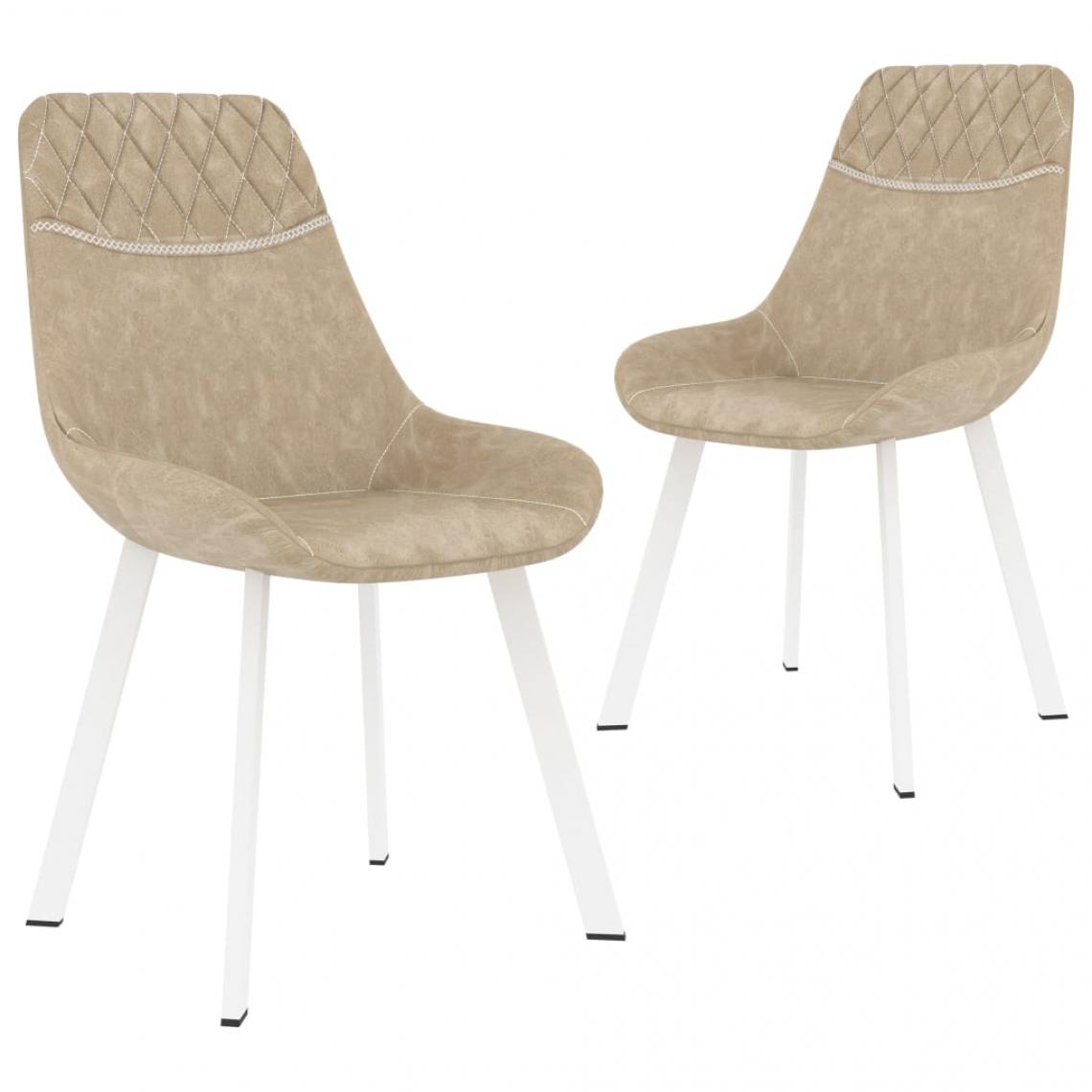 Decoshop26 - Lot de 2 chaises de salle à manger cuisine design moderne similicuir crème CDS020420 - Chaises